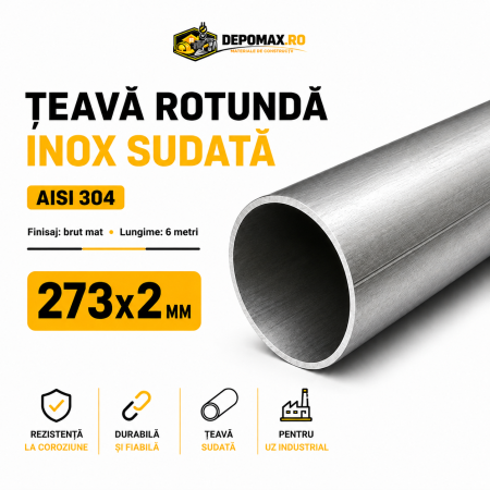 Teava rotunda inox sudata AISI 304, 273 x 2 mm, 6 metri
